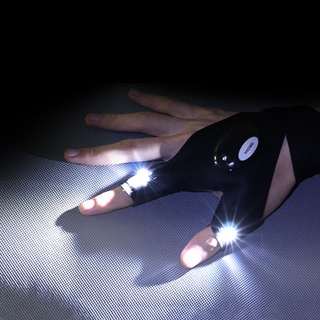 ถุงมือ ถุงมือฟิตเนสNight Light Waterproof Fishing Gloves with LED Flashlight Rescue Tools Outdoor Gear Cycling Practical Durable Fingerless Gloves