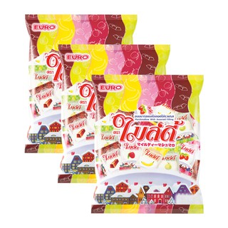 ไมล์ดี้ รวมรส ขนาด 120กรัม ยกแพ็ค 3ห่อ ขนมมาร์ชเมลโล่สอดไส้รวมรส EURO MILDY MARCHMALLOW