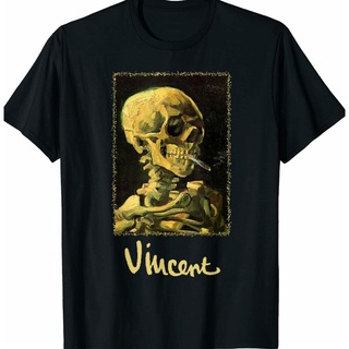 เสื้อยืด พิมพ์ลายหัวกะโหลก Van Gogh เหมาะกับของขวัญ สไตล์เรโทร สําหรับผู้ชาย และผู้หญิงSize S-5XL