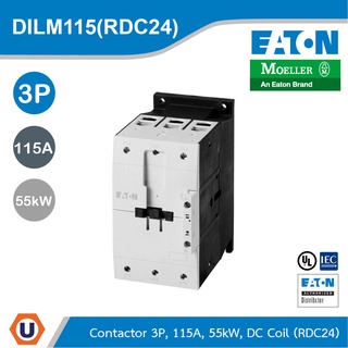 EATON DILM115(RDC24) แมกเนติก 3P, 380 V 400 V 55 kW, RDC 24: 24 - 27 V DC, DC Operation, Screw Terminals | Ucanbuys