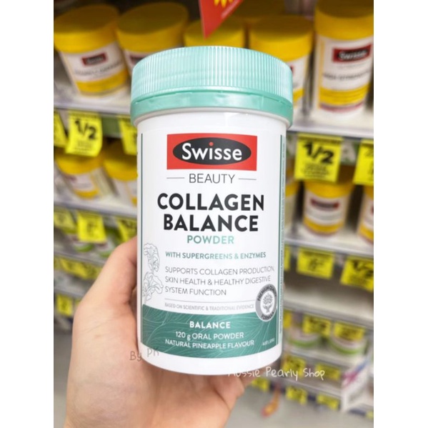 Swisse Beauty Collagen Balance Powder with Supergreens&Enzymes คอลลาเจน สูตรผสมผักรวม วิตามินและแร่ธ