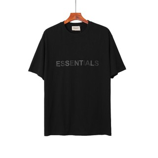 ﹍ESSENTIALS เสื้อยืดแขนสั้นผ้าฝ้าย พิมพ์โลโก้ ทรงหลวม