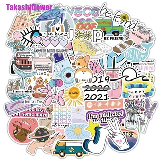 Takashiflower สติกเกอร์ ลายการ์ตูน กันน้ํา 50 ชิ้น