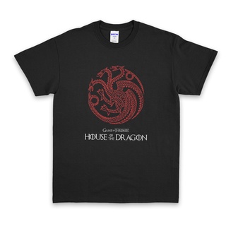 เสื้อยืดคอกลมเสื้อยืด พิมพ์ลายโลโก้ Game of Thrones House of Dragon สําหรับผู้ชาย และผู้หญิงS-4XL