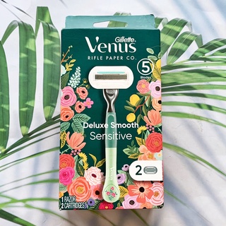 (Gillette®) Venus Rifle Paper Co. Deluxe Smooth Sensitive 5 Blades 1 Razor 2 Cartridges ยิลเลตต์ วีนัส ชุดมีดโกน