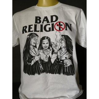 เสื้อวงนำเข้า Bad Religion Naughty Nuns Nofx Greenday Rancid Skate Punk Rock Retro Vintage Style T-Shirt