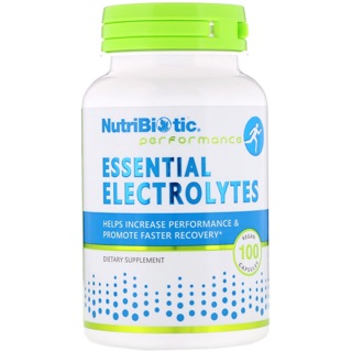 NutriBiotic, Essential Electrolytes, 100 Vegan Capsules ช่วยฟื้นฟูสภาพร่างกายหลังออกกำลัง ช่วยให้ร่างกายฟื้นตัวเร็วขึ้น