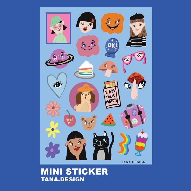 [Tana.design] Mini sticker sheet 2019 (Blue)
