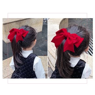 กิ๊บติดผม ผ้ากํามะหยี่ ประดับโบว์ สีแดง เข้ากับทุกการแต่งกาย สไตล์เจ้าหญิง สําหรับเจ้าสาว เหมาะกับเทศกาลปีใหม่
