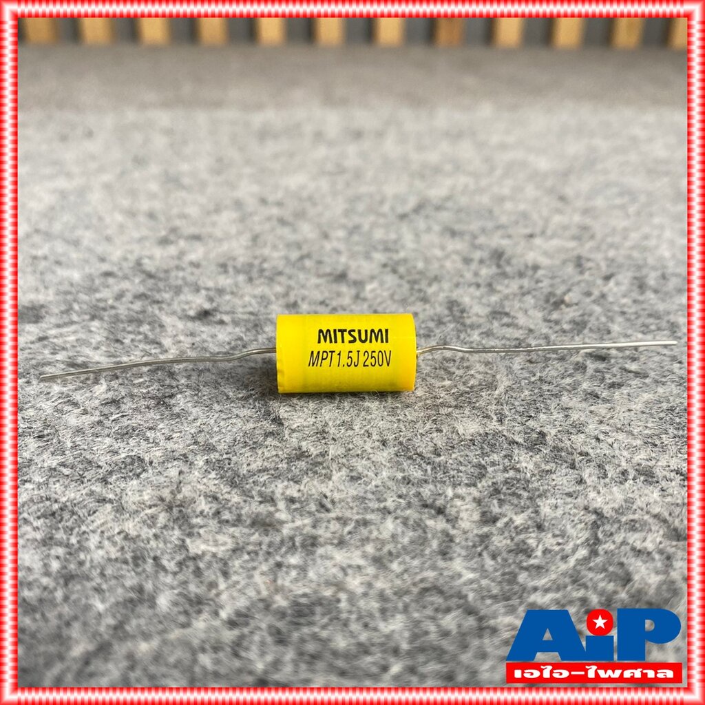 1ตัว MITSUMI 1.5UF 250V Cสีเหลือง MET คาปาซิเตอร์ C1.5/250V C1.5/250Vสีเหลือง ซีเสียงแหลม 1.5/250V ซีตัดเสียงแหลม เอไ...