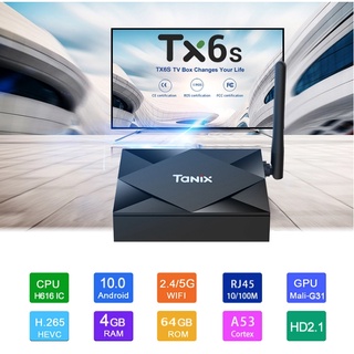 ร้านแนะนำ ขายดีที่สุด ของแท้ ประกันศูนย์ไทย ดูฟรี ไม่มีรายเดือน TX6S รอม 64 กิ๊ก แรม 4 กิ๊ก Android 10 ชิพรุ่นใหม่ H616 Dual WiFi อัพเกรดจากรุ่นเดิม ทั้ง CPU GPU Bluetooth Wifi 2 4 5G ดูฟรี ไม่มีรายเดือน แอนดรอยบ็อก android box มีใบอนุญาต  img 1