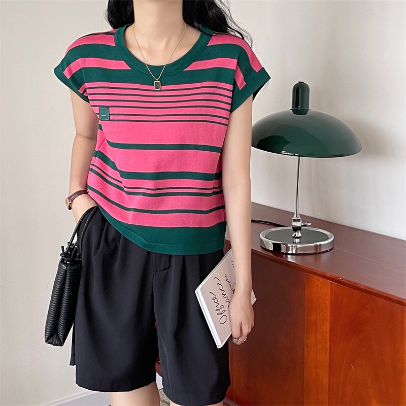 Monday2020 เสื้อผญแฟชั่น2022☘ ลุคสตรีท เรียบง่ายและหลากหลาย ลำลอง การจับคู่สี🔥ผ้าคอตตอน นุ่มนวล เป็นมิตรกับผิว�