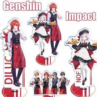 Genshin Impact KFC โมเดลฟิกเกอร์อะคริลิค Diluc Venti Childe Zhongli ขนาด 15 ซม. สําหรับตกแต่งโต๊ะ ของขวัญ