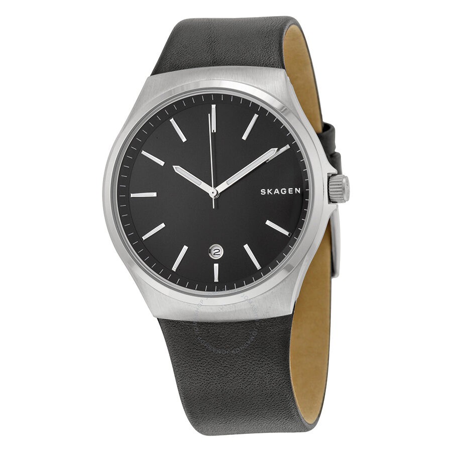 นาฬิกาผู้ชาย แบรนด์เนม Men's Skagen Sundby Black Leather Watch SKW6260 ของแท้ 100% รับประกันศูนย์ 1 ปี