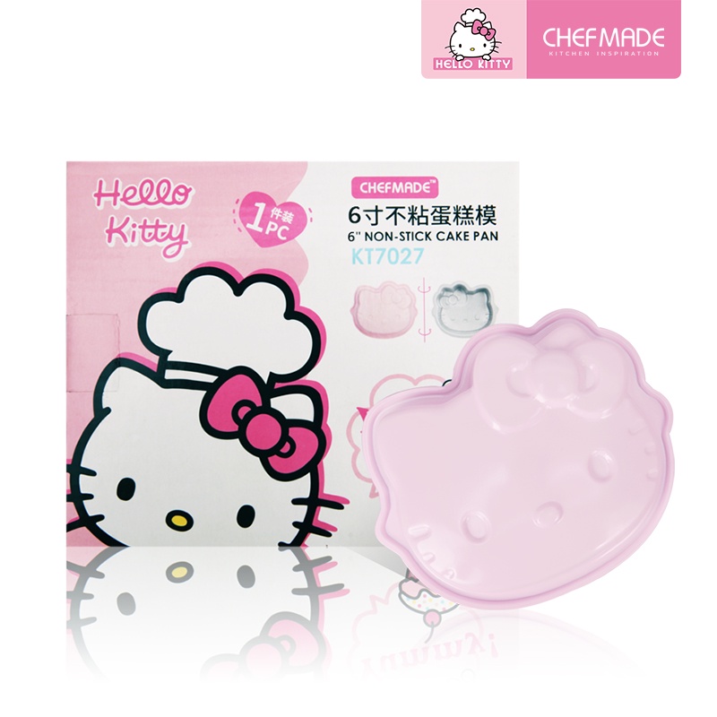 Chefmade Hello Kitty ของแท้ 6/8 นิ้วแม่พิมพ์เค้กแบบไม่ติดเหล็กคาร์บอนเตาอบสําหรับอบเค้กและขนมปัง KT7027/KT7028
