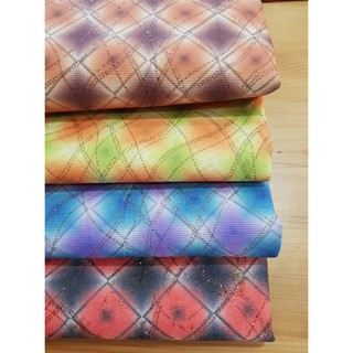 ผ้าแคนวาสผสม เนื้อแข็งอยู่ทรง พิมพ์ลายกราฟฟิค  90*145เซน (1หลา)