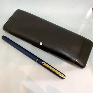 ปากกามือสอง ปากกาหมึกหมึกซึม MONTBLANC Classic Fountain pen 1990 ตัวด้ามเคลือบสีน้ำเงินเข้มด้าน ชุดเหน็บทอง