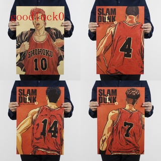 Goodluck โปสเตอร์กระดาษคราฟท์ ลายอนิเมะบาสเก็ตบอล Slam Dunk สไตล์วินเทจ สําหรับตกแต่งผนัง บาร์ คาเฟ่