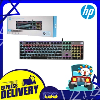 คีบอด คีย์บอร์ดเกมมิ่ง แมคคานิคอล HP GK400Y Gaming Keyboard Colorful Round Keycaps Mechanical Blue Key RGB