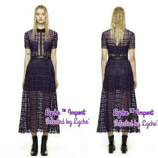 [Flash Deal SALE 7 วัน] งานตามหา มีม่วง แบบชมพู่ Self Portrait Scallop Edged Midi Dress สีม่วง