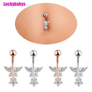 (Luckybabys) เครื่องประดับร่างกาย จิวสะดือ เจาะเพทาย