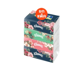 คลีเน็กซ์ กระดาษเช็ดหน้า หนา2ชั้น ลายเพทเทิล 110แผ่น แพ็ค 4 ห่อ Kleenex Facial Tissue (2Ply) Petal Soft Box Pack4