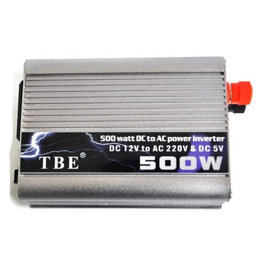 Tbe Inverter ตัวแปลงกระแสไฟฟ้าในรถให้ใช้กับอุปกรณ์อื่นๆ เป็นไฟบ้าน 500W - Silver