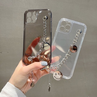 เคสโทรศัพท์มือถือ แบบนิ่ม ลายหน้ายิ้ม มีสายคล้อง สําหรับ iPhone 14 13 12 11 Pro Max XS XR 7 8 Plus