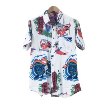 เสื้อเชิ้ตฮาวายลายวินเทจผ้าเรยอนญี่ปุ่นเนื้อผ้านิ่มใส่สบายมีกระเป๋าหน้าผู้หญิงผู้ชายใส่ได้