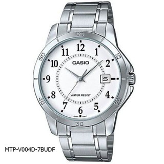 Casio นาฬิกาข้อมือผู้ชาย สีเงิน สายสแตนเลส รุ่น MTP-V004D- MTP-V004D-7BUDF