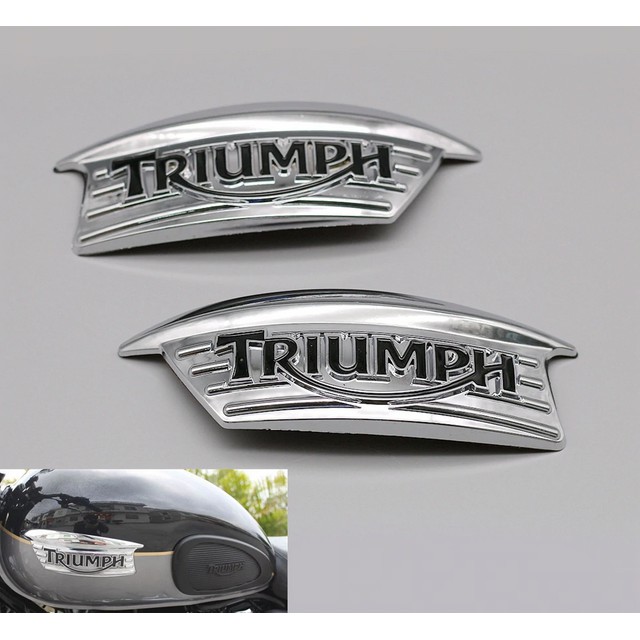 โลโก้ไทรอัมป์ ติดถังน้ำมัน Motorcycle 3D ABS Retro Gas Tank Emblem Fuel BadgeDecal Sticker For Triumph 750 T100 T120