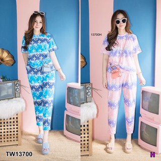 PP13700 Set #สาวอวบ เสื้อแขนสั้น+กางเกง 5 ส่วน พิมพ์ลายแบรนด์