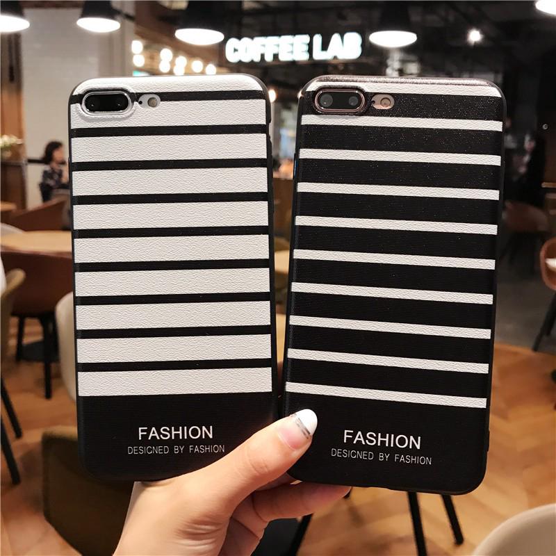 เคสเคสโทรศัพท์ซิลิโคนลายทางสีขาวดําสําหรับ Xiaomi Redmi Note 7 6 5 K 20 Pro 5a 4 X Mi 8 9 A 1 A 2