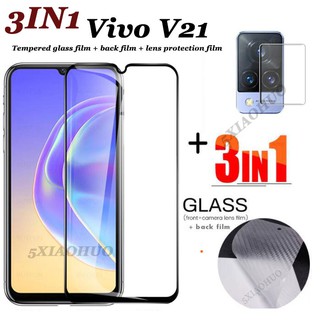 （3 in 1）Vivo V21 5G V20 Pro SE V19 ฟิล์มกระจกนิรภัย + ฟิล์มกันรอย +ฟิล์มป้องกันเลนส์ สำหรับ