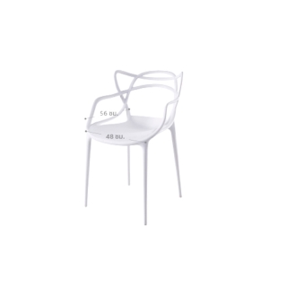 เก้าอี้กินข้าว เก้าอี้ร้านคาเฟ่ เก้าอี้ร้านกาเเฟ เก้าอี้พลาสติก สไตล์โมเดิร์น รุ่น Cat ear (GG06-01) เก้าอี้สีขาว fullh