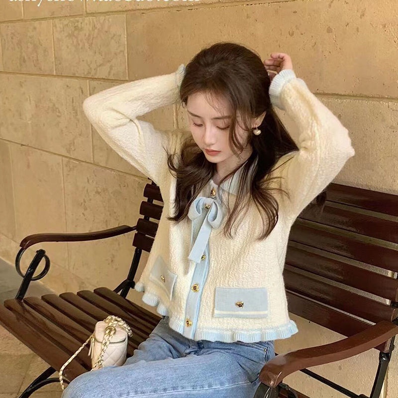 LOVE GOLD BUTTON CARDI เกาหลี CARDIGAN SWEATHER เกาหลี SWEATER ผู้หญิง PREMIUM KNIT MATERIAL