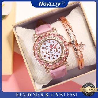 KT Watch Fashion Belt with Diamond Quartz Female Student Watch Cartoon Personality Womens KT Watch