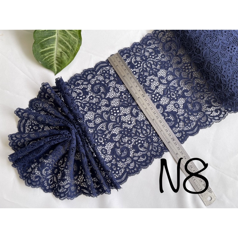 ลุกไม้สีกรมท่า ลูกไม้ต่อชาย กว้าง6-7นิ้ว ลูกไม้แต่งเสื้อ พร้อมส่ง