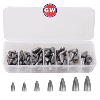 30pcs/box Bullet Shaped Weights Lead Sinkers Fishing Lead Sinkers Fishing Accessories