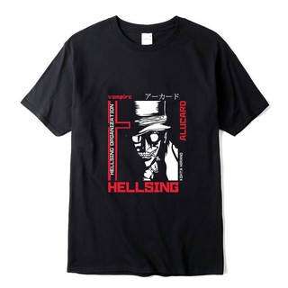 เสื้อยืดแขนสั้นลําลอง ผ้าฝ้าย 100% พิมพ์ลายการ์ตูนอนิเมะ Hellsing Alucard ทรงหลวม สําหรับผู้ชายสามารถปรับแต่งได้