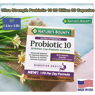 โปรไบโอติกส์ 10 สายพันธุ์ Ultra Strength Probiotic 10 20 Billion 30 Capsules - Natures Bounty