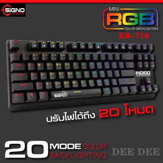 SIGNO E-Sport TKL Mini RGB Mechanical Gaming Keyboard รุ่น INDIGO KB-718 (Optical blue Switch) (เกมส์มิ่ง คีย์บอร์ด)