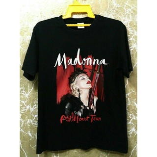 tshirtเสื้อยืดคอกลมฤดูร้อนเสื้อยืดลําลอง แขนสั้น พิมพ์ลาย Madonna Rebel Heart World Tour 2019 สไตล์วินเทจ สําหรับผู้ชายS