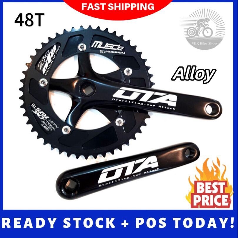 ความเร็วเดียวจักรยาน Crankset Chainwheel 170mm Crank Arms 130 BCD Chainwheel 48T Fixie Crankset
