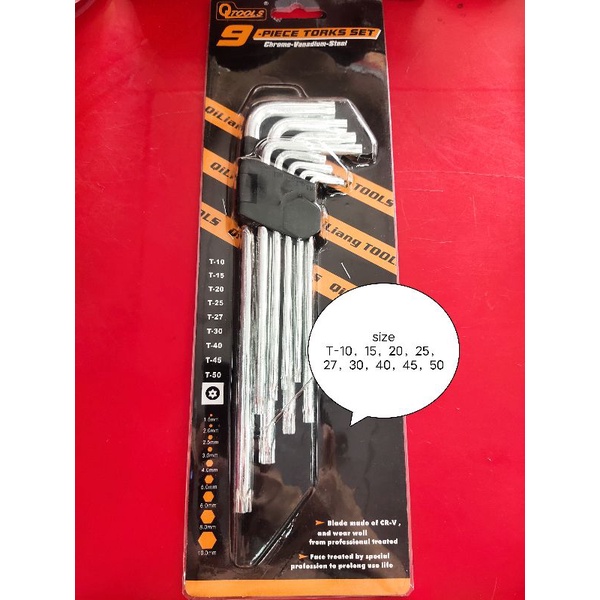 ✅HEX KEY 9PIECE TORKS SET เหล็กโครเมียม