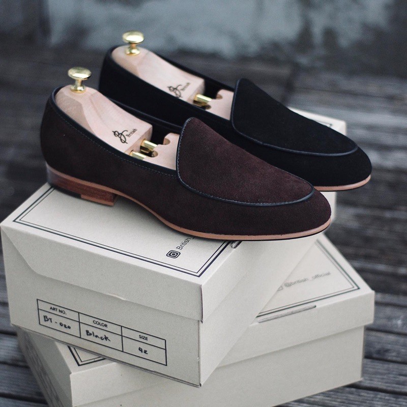พร้อมส่ง British รองเท้าหนังกลับ รุ่น Belgian Loafers (Black)