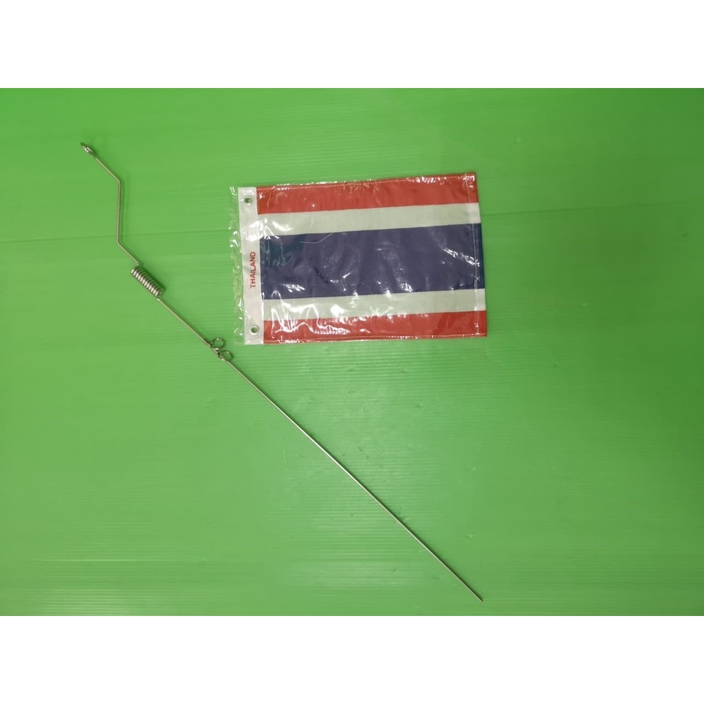 ธงพร้อมเสาธงสแตนเลส สไตล์วินเทจ ติดท้ายระมอเตอร์ไซค์วินเทจ By Winsonshop
