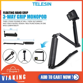 TELESIN รุ่น GP-MFW-300 for GoPro ไม้เซลฟี่ 3-Way กันน้ำ+ขาตั้งกล้อง ที่จับกันลื่นพร้อมสายรัดข้อมือ