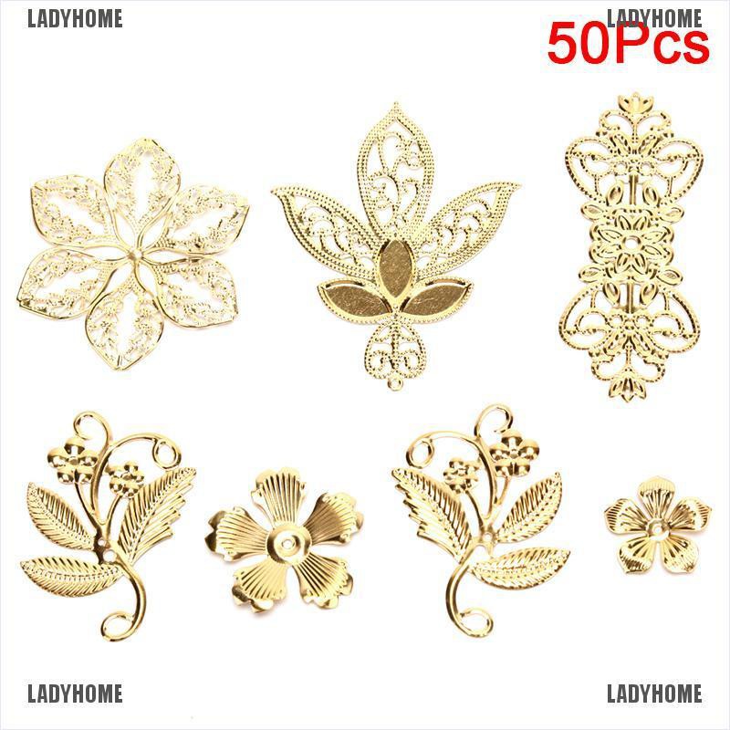 【ladyhome】จี้โลหะ ลายดอกไม้ สไตล์วินเทจ สําหรับทําเครื่องประดับ DIY 50 ชิ้น/ชุด