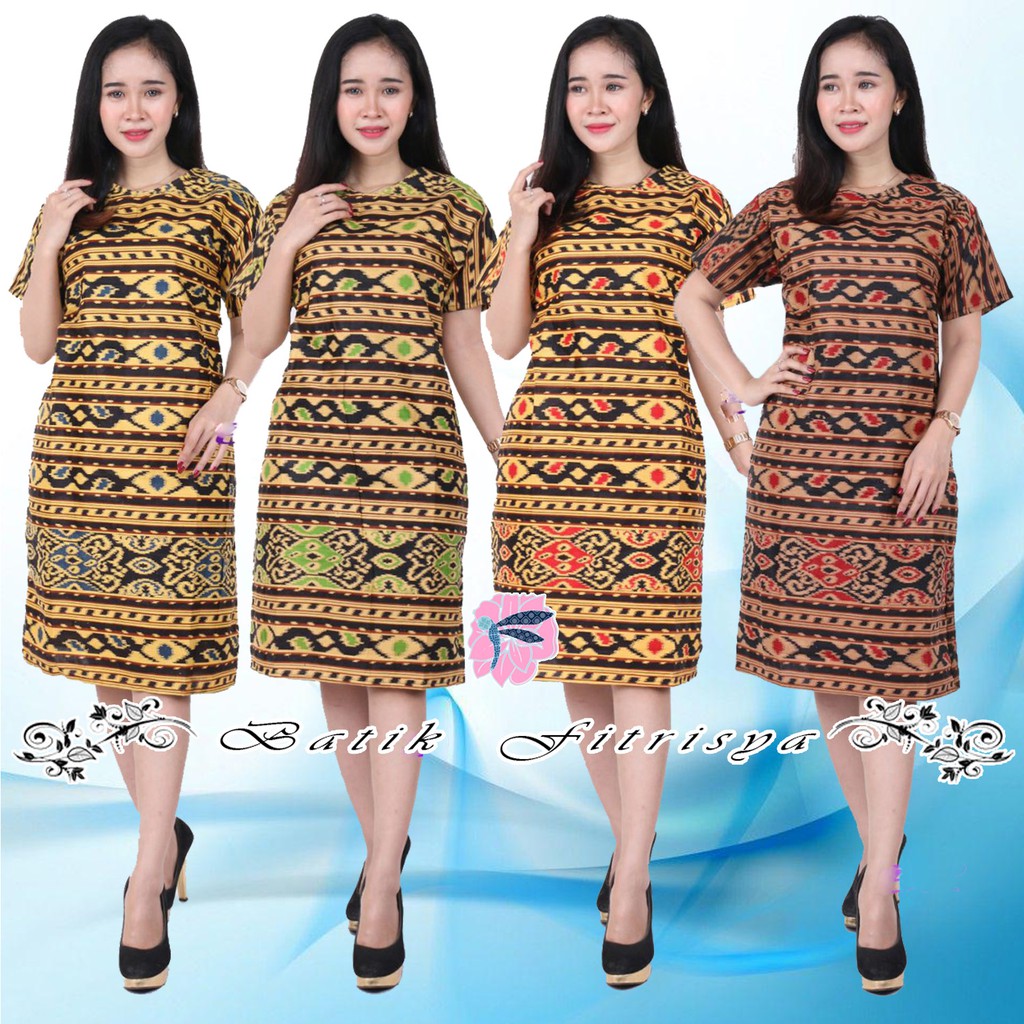 MERAH ชุดคริสต์มาส - ชุดผ้าบาติกของผู้หญิง TUNIC JUMBO XXXXL / 4L SHORT SLEEVE SONGKET MOTIF WOVEN T